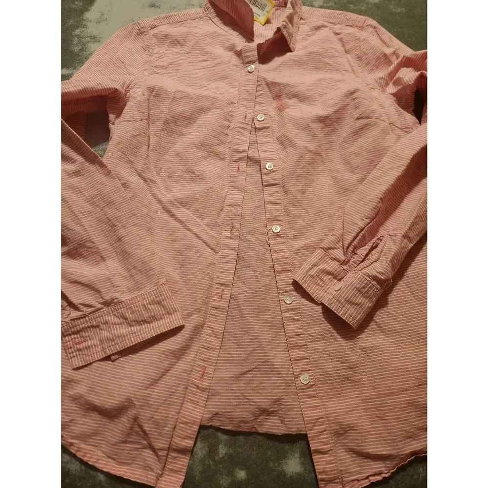 J. McLaughlin pink&white striped button down shirt sz Small